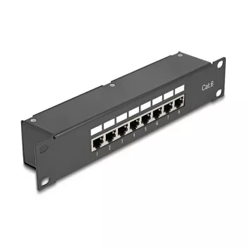 DeLOCK 10 inch spojovací patchpanel 8 portov Cat.6 RJ45 čierny 1U