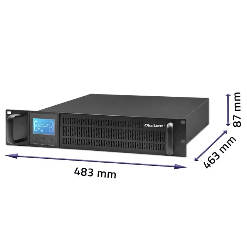 Qoltec 53945 Rack UPS, 1 kVA, 800 W, LCD