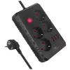 Predlžovacia zásuvka MACLEAN MCE393 B — 4 zásuvky, 3×USB, 110–240 V, 2500 W, 3 m kábel, čierna