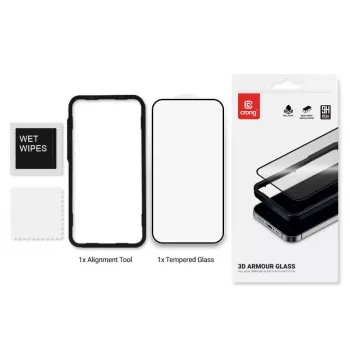 Ochranná fólia na displej z tvrdeného skla Crong 9H Full Glue pre iPhone 16/15