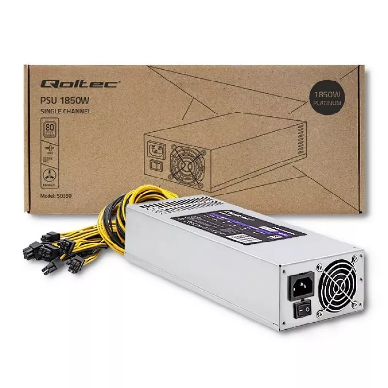 Qoltec 50350 napájací zdroj 1850W PCI-E | 80 Plus Platinum | Gaming Miner