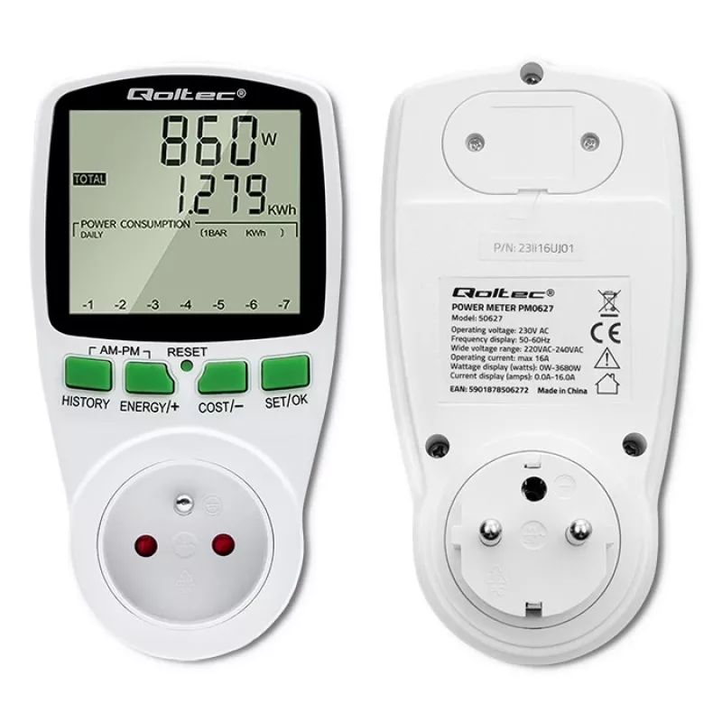 Merač výkonu QOLTEC PM0627 3680W s históriou — QOLTEC PM0627 3680W