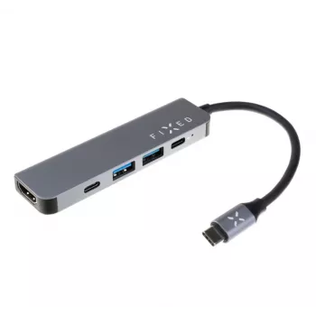 USB-C hub FIXED FIXHU-MN-GR 5-portový mini pre notebooky a tablety