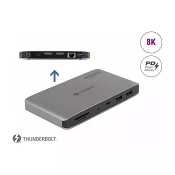 Dokovacia stanica DeLOCK Thunderbolt 3 8K Dual DisplayPort USB LAN SD Audio PD 3.0
