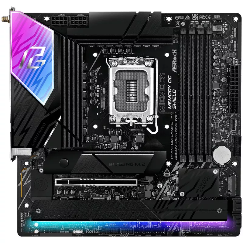Základná doska ASRock B860M Lightning WiFi — Intel B860, LGA1851, microATX, DDR5, 4 DIMM, Wi‑Fi 6E, 2.5Gb LAN, Thunderbolt 4