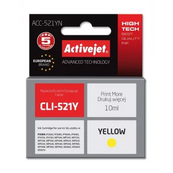 Kompatibilná atramentová kazeta ACC-521YN žltá pre Canon CLI-521Y vysoká (XL) výdrž 10 ml