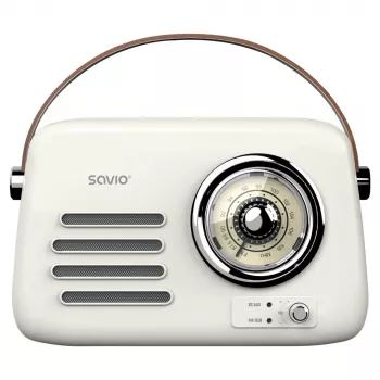 Prenosné rádio SAVIO RS-02 — analógový FM tuner, Bluetooth 5.3, napájanie USB, 3 W, biela