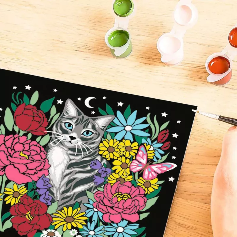 Sada maľovania podľa čísel Ravensburger CreArt Pixie Cold Cat (model 25855) – maliarska sada na plátno
