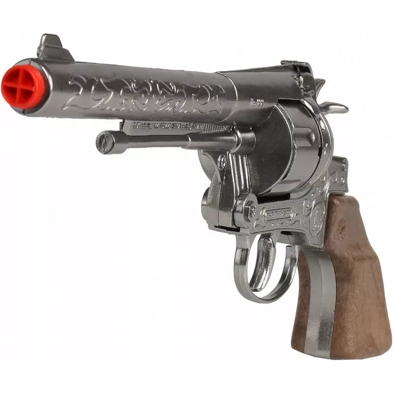 Pulio kovový kovbojský revolver 12-ranná hračkárska pištoľ, model 155122/0