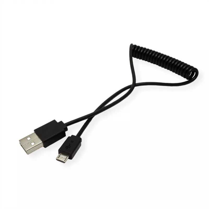 ROLINE USB 2.0 špirálový kábel - A - Micro B - ST/ST 1,0 m - tienený - USB 2.0 Type Micro B - 1 mm - špirálový kábel (11.02.8317)