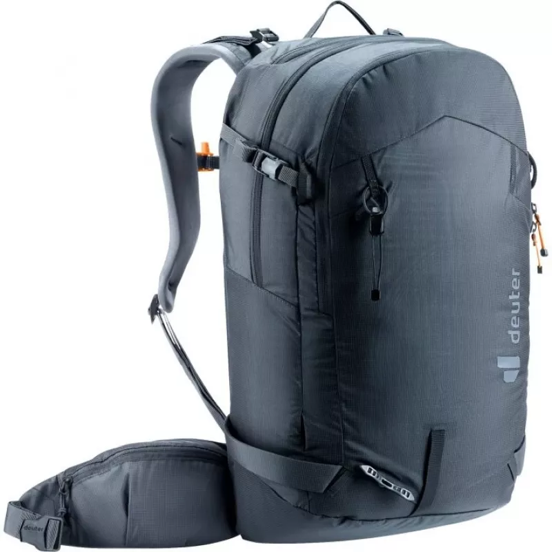 Batoh DEUTER Freerider Pro 34+ — technický freeride skialpinistický batoh, 34 L, čierny, držiak na helmu, bedrový pás
