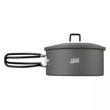 ESBIT PT1100HA kempingový riad – hliníkový hrniec 1,1 l, Ø14,8 cm, 227 g, čierny