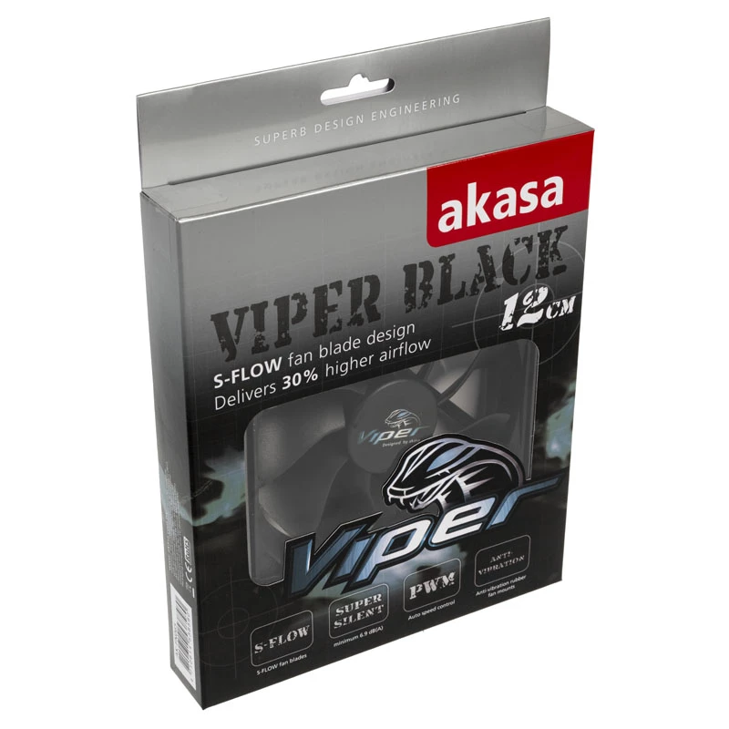 AKASA Viper 120 mm skriňový ventilátor – čierny