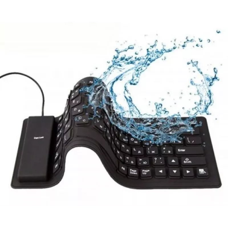 Silikónová klávesnica USB+PS/2 čierna