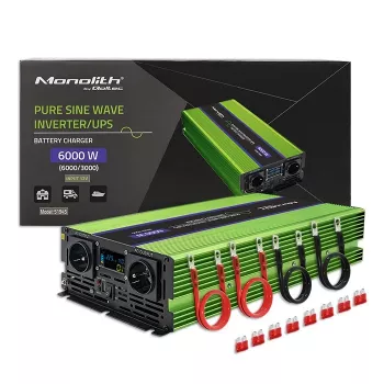 Automobilový menič Qoltec Monolith 6000 W zelený 12 V