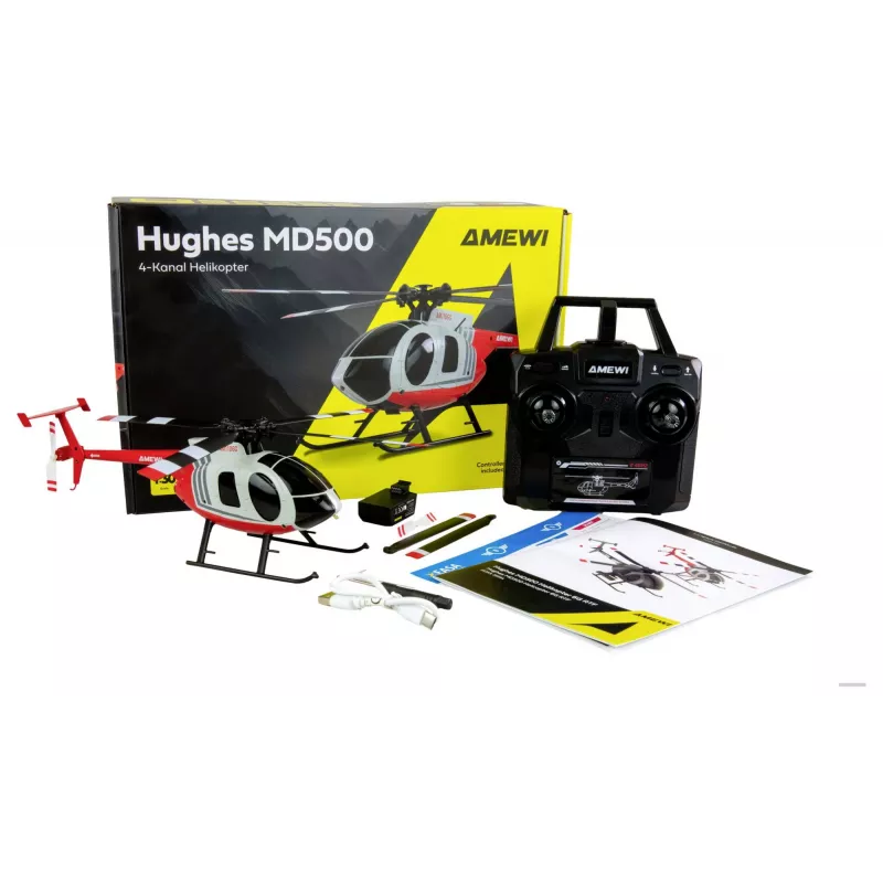 Amewi RC vrtuľník MD500 Li-Po batéria 350mAh strieborná/červená (25354)