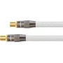 SAT anténny kábel, IEC/koaxiálny konektor samec na konektor samica, pozlátený, tienenie 120 dB, 75 Ohm, nylonový oplet biely, 1 m, séria PYTHON® (GC-M2001)