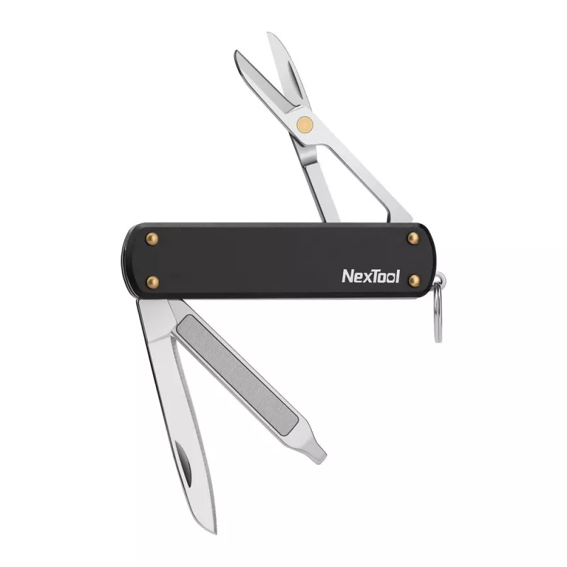 Multitool nôž Nextool NE0141 — skladací 4-in-1 vreckový nástroj, čierny, zložený 6,4 cm, hmotnosť 28,5 g