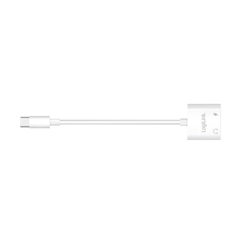 LogiLink USB-C audio adaptér USB-C/M na 2x USB-C/F 60W PD biely