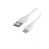 Kábel PVC USB-C na USB-A 15 cm biely