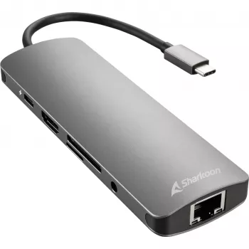 Sharkoon USB 3.0 Type C Combo adaptér rozširujúce karty/adaptéry HDMI, RJ-45, USB 3.2 Gen 1 (3.1 Gen 1)