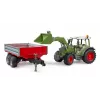 Hračkársky traktor BRUDER Fendt Vario 211 s čelným nakladačom a bočným prívesom