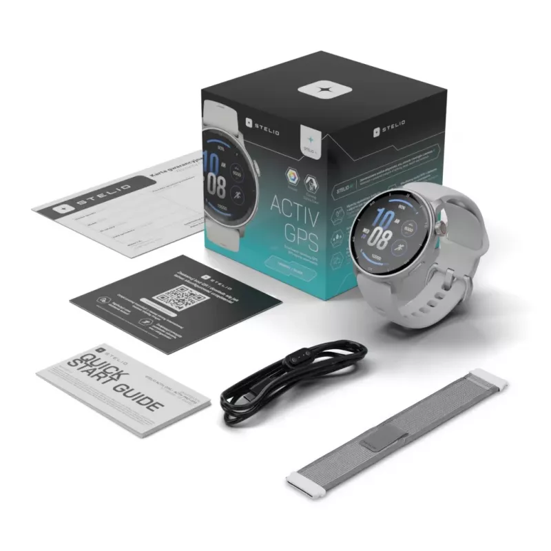 Smartwatch Stelio Activ GPS 46 mm strieborná STSWA101SR, GPS, 46 mm puzdro
