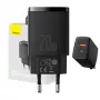 Indoor USB rýchlonabíjačka Baseus CCXJ-B01 – 2 porty (USB-C PD 20W + USB-A QC3.0 18W), 100–240 V, čierna