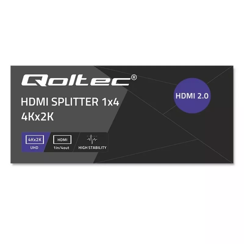 Qoltec 51799 Aktívny HDMI splitter 4 x HDMI 4K x 2K | 6 Gb/s | 60 Hz