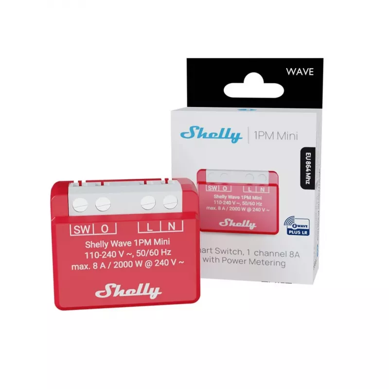 Shelly Wave 1PM Mini LR relé Z-Wave s meraním výkonu