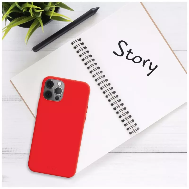 FIXED zadný kryt na mobil pre Apple iPhone 16e, guma, červený, tenké ochranné puzdro