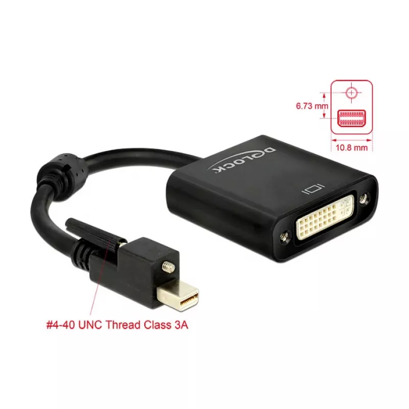 Videokábel-adaptér DeLOCK 62639 Mini DisplayPort na DVI-I 0,25m čierny