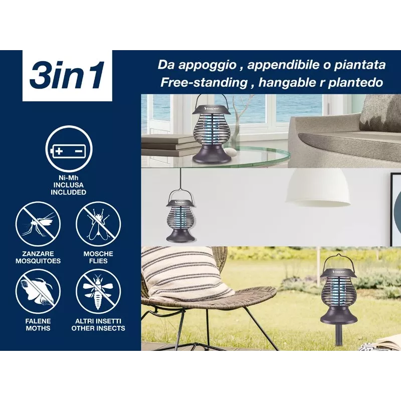 Beper P206ZAN111 solárny lampáš lapač hmyzu, lampa UV-A