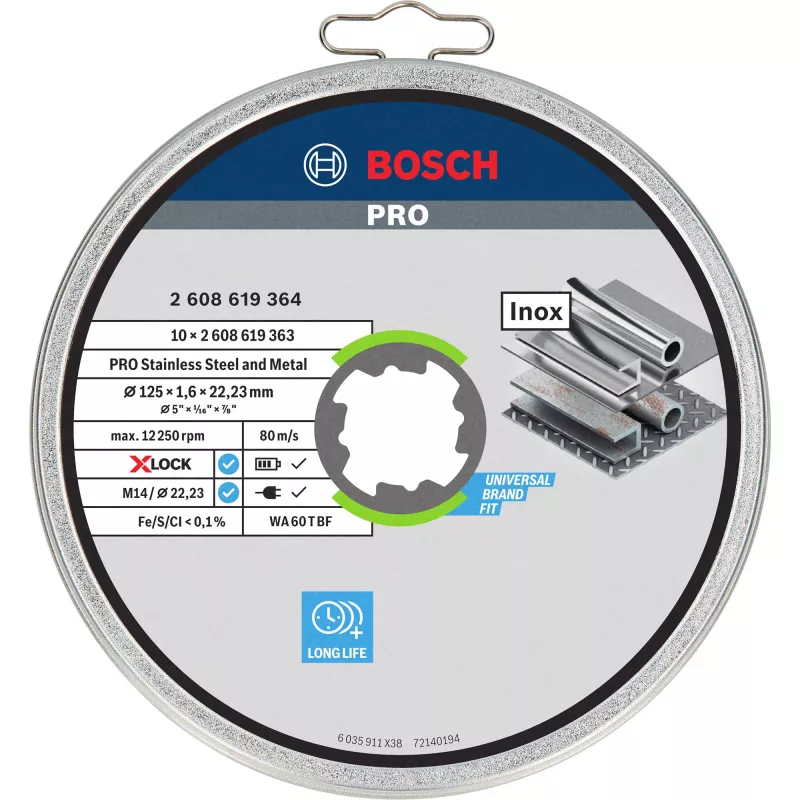 Bosch X-LOCK rovný rezný kotúč, 125 mm, 10 ks