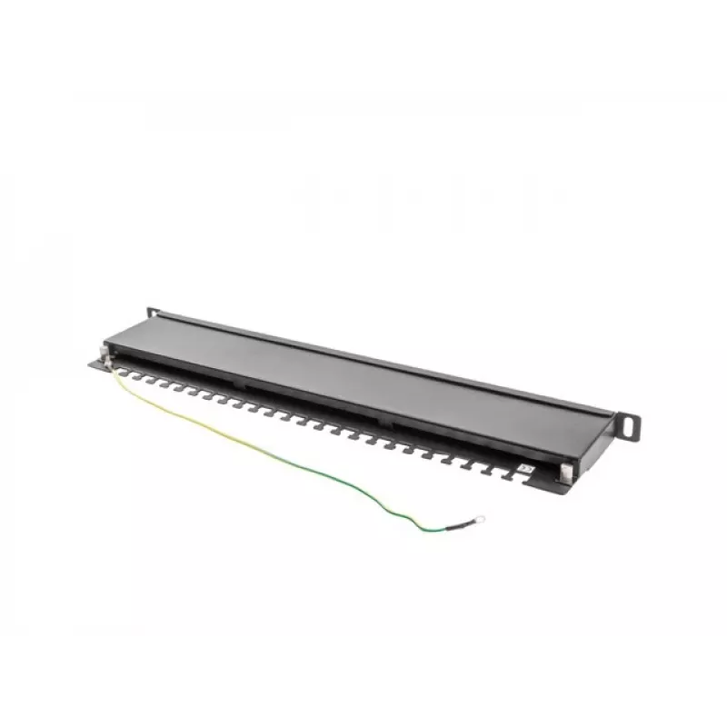 Patch panel LANBERG PPS5-0024-B 24-portový CAT5e, kov, 0,5 U, 445×99×22,3 mm, čierny