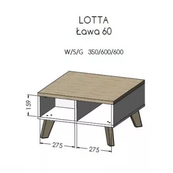 Cama LOTTA 60 konferenčný stolík biela/Sonoma dub