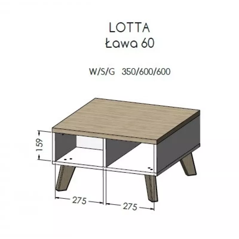 Cama LOTTA 60 konferenčný stolík biely/Sonoma dub