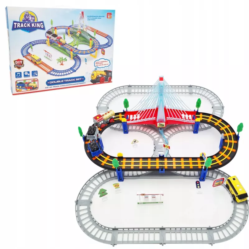 Elektrický vláčik Track King Extralink Kids s lokomotívou a autíčkom na batérie