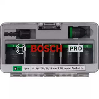 Sada nástrčných kľúčov Bosch Powertools PRO 1/2 palca 7-dielna čierna