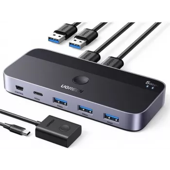 KVM USB prepínač UGREEN CM662 2x4 výstup, čierny