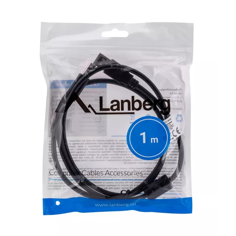 Lanberg CA-USBA-11CC-0010-BK USB kábel 1 m 2.0 USB B čierny