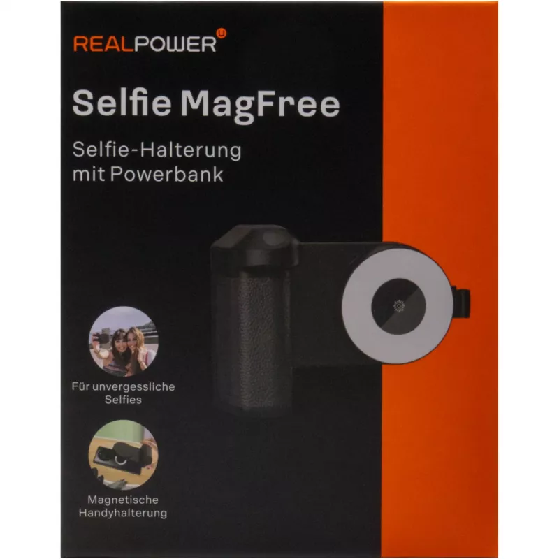 Selfie svetlo RealPower Selfie MagFree LED čierna biela ABS PU