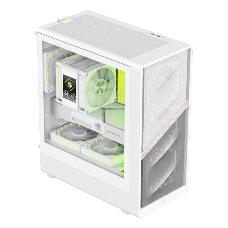 Gamemax skriňa | AERIS 330 MW | biela | Mini-Tower | napájací zdroj nie je súčasťou