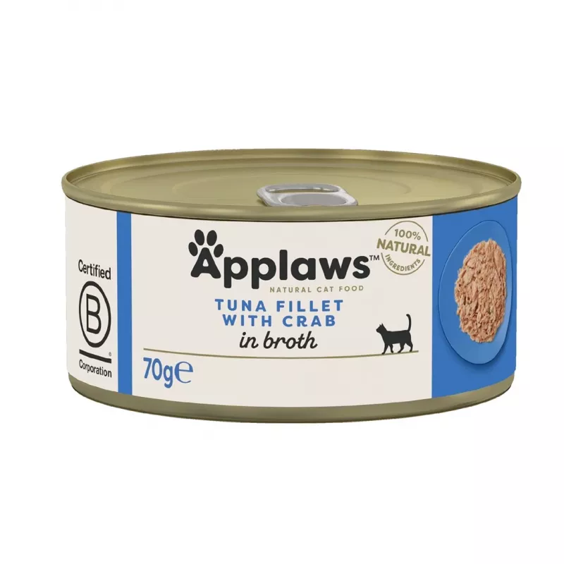 APPLAWS tuniakové filé s krabom vo vývare – mokré krmivo pre mačky – 70g
