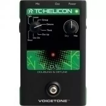 Procesor vokálnych efektov TC-Helicon VoiceTone D1 Dubler Detuner — korekcia výšky tónu a efekty rozladenia