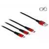 DeLOCK - kábel len na nabíjanie - Lightning / USB - USB (M) na Micro-USB Type-B, Lightning, USB-C (M) - 1,0 m - tienený - čierny (85892)
