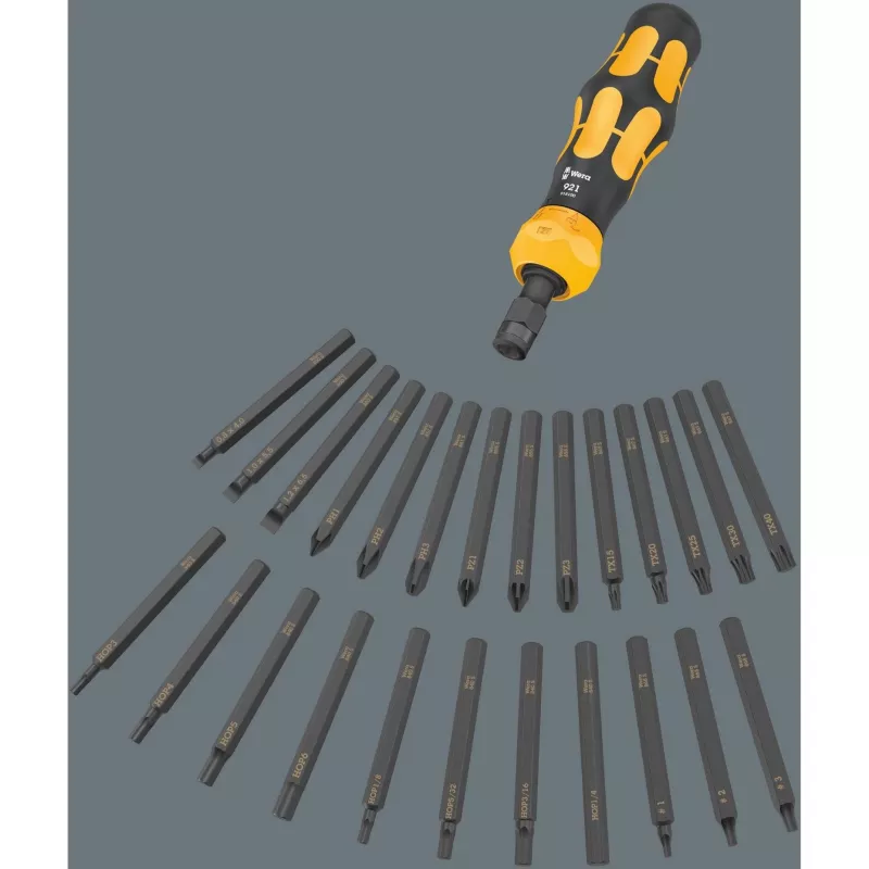 Wera 05018110001 Kraftform Kompakt 900 Set 1 sada skrutkovačov s úderovým skrutkovačom a bitmi, 19 ks, 1/4", čierna/žltá
