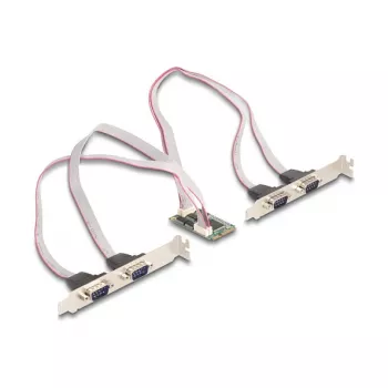 Interná RS-232 rozhranová karta DELOCK 95278 — Mini PCI Express host, 4× RS-232 výstupy, FIFO 256 B, 30×51×10 mm