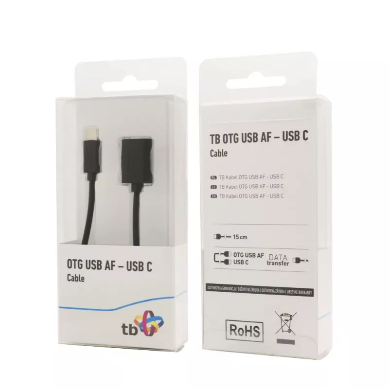 TB kábel OTG USB AF - USB C 15cm čierny (AKTBXKU4PAC015B)