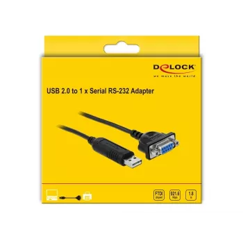 Sériový kábel DeLOCK 66281 čierny 1,8 m RS-232 USB Type-A